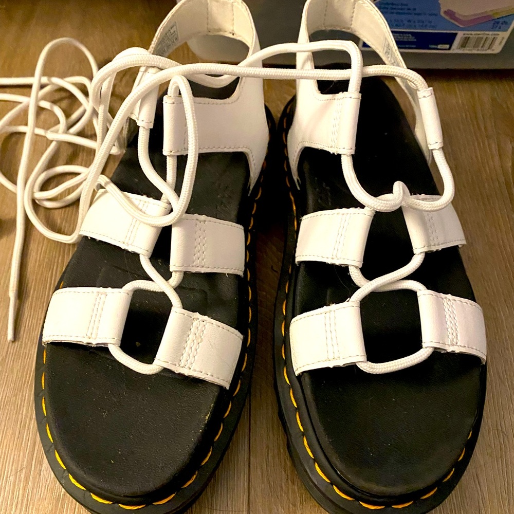 Dr. Martens Black and White Platform Sandals